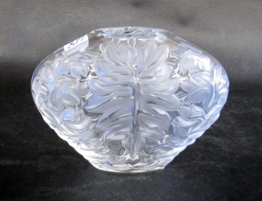 Appraisal: LALIQUE MAHE' CLAIR CRYSTAL VASE with high shoulders and tapered