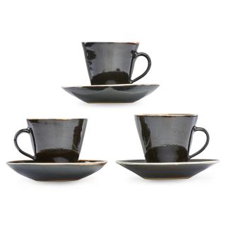 Appraisal: LUCIE RIE Three teacups and saucers LUCIE RIE - Three