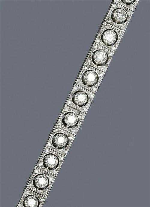 Appraisal: DIAMOND BRACELET BASZANGER Geneva ca Platinum Delicate decorative bracelet with