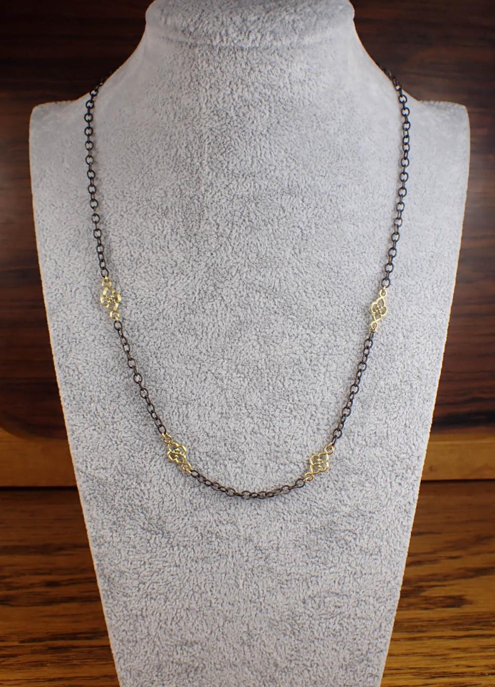 Appraisal: ARMENTA STERLING AND EIGHTEEN KARAT GOLD CHAIN Old World blackened