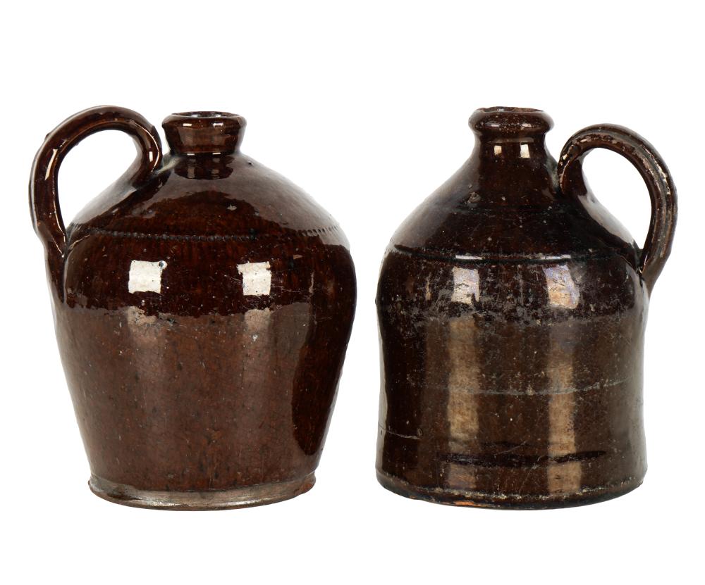 Appraisal: TWO AMERICAN BROWN POTTERY JUGSProvenance The Estate of Sally W