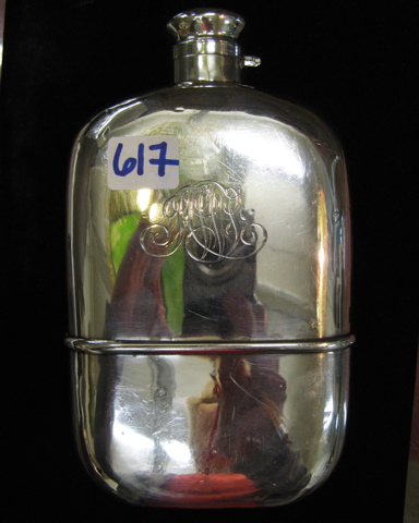 Appraisal: STERLING SILVER LIQUOR FLASK from the 's American made height