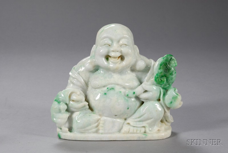 Appraisal: Jade Carving figure of a seated Hoitei with a ju-i