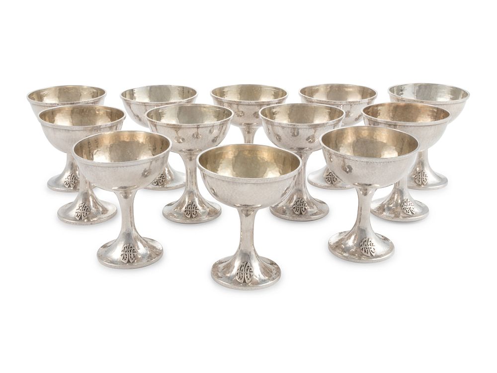 Appraisal: A Set of Twelve American Arts Crafts Silver Coupes A