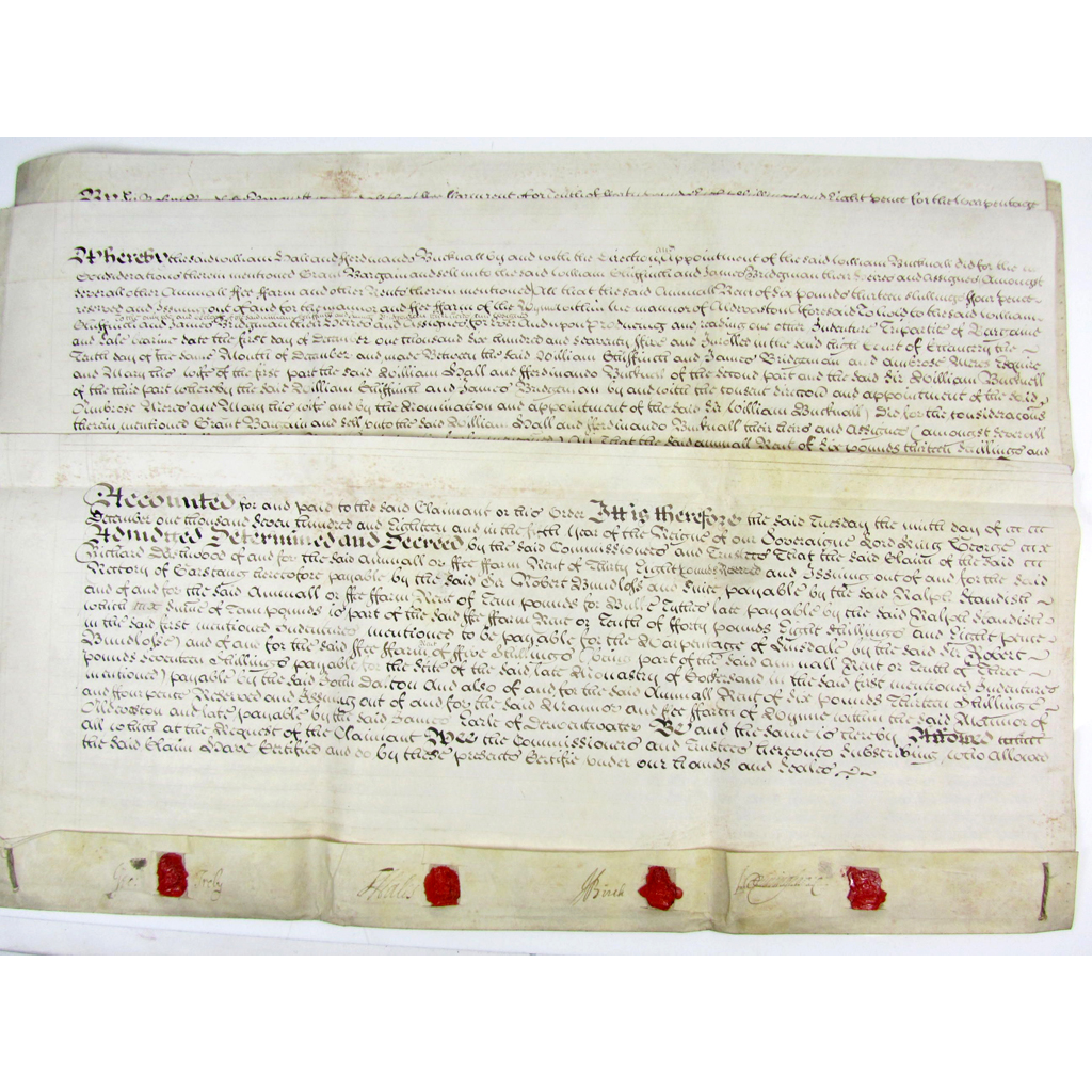 Appraisal: Jacobite Rebellion - Seized estates Historic document on vellum dated