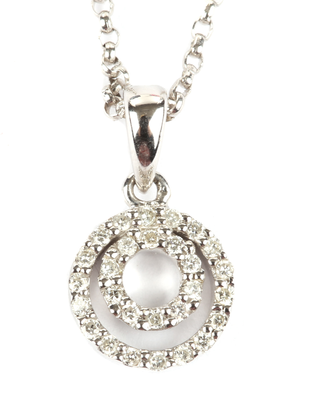 Appraisal: A Necklace with a Double Diamond Circle Pendant K white