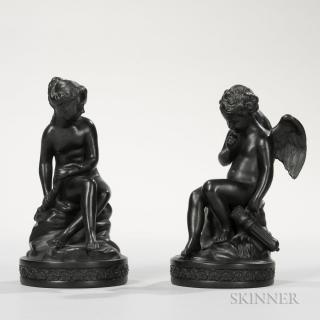 Appraisal: Pair of Wedgwood Black Basalt Cupid and Psyche Figures England