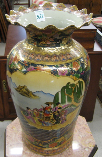 Appraisal: CHINESE VASE AND VICTORIAN-STYLE OCCASIONAL TABLE The large pottery vase