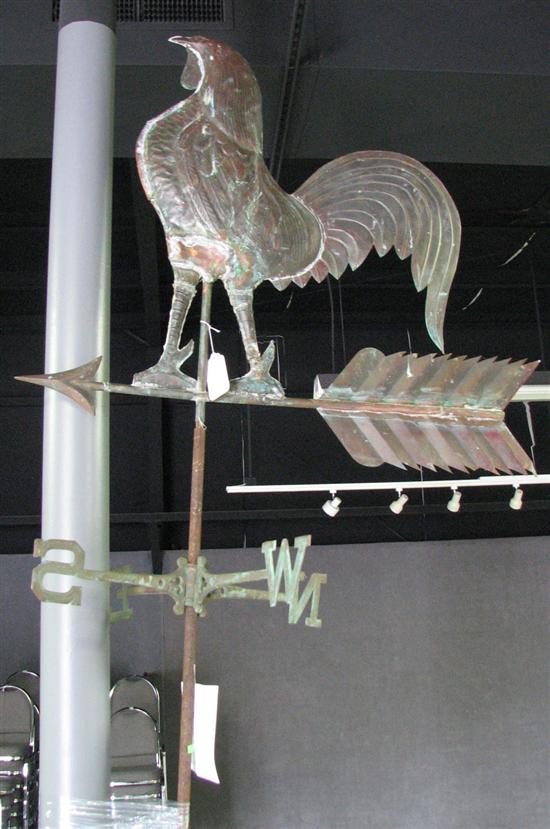 Appraisal: Copper Rooster Weathervane th Century Brass directionals x x