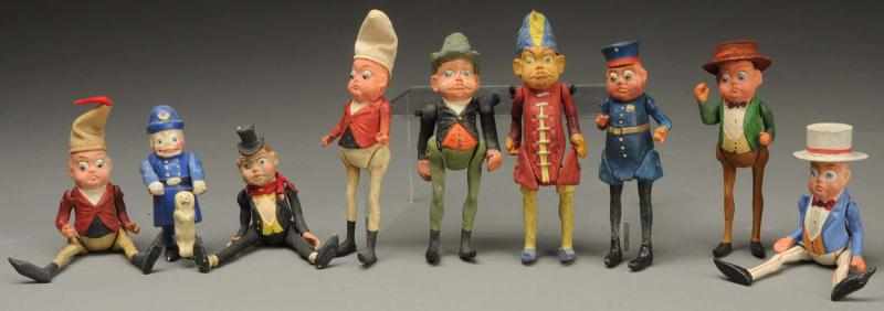 Appraisal: Lot of Small Paper Mache Brownie Figures Most are jointed