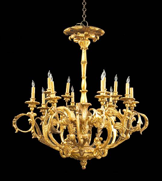 Appraisal: A Continental Neoclassical giltwood iron t le and composition twelve