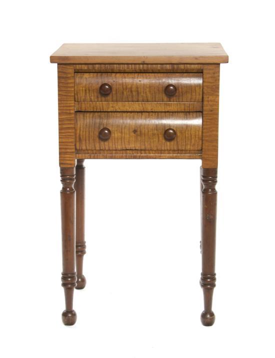 Appraisal: n American Tiger Maple Side Table the rectangular top above