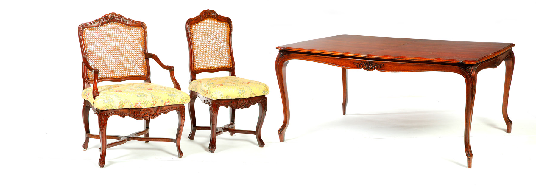 Appraisal: NINE-PIECE FRENCH DINING SET American mid th century mahogany Table