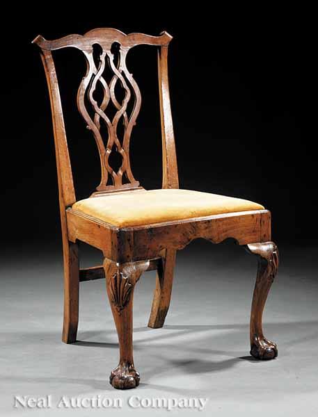 Appraisal: A Chippendale Carved Mahogany Side Chair th c shaped crest