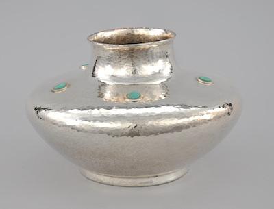 Appraisal: A Silver Plated Los Castillo Vase Of bulbous shape echoing