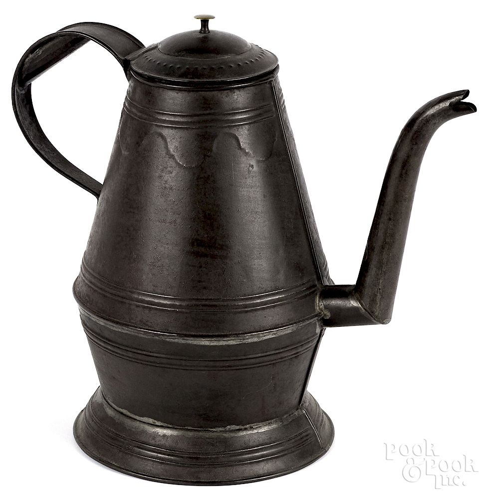 Appraisal: Pennsylvania tin coffee pot Pennsylvania tin coffee pot th c