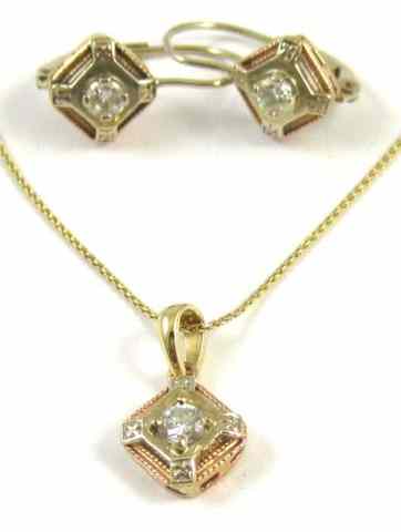 Appraisal: THREE ARTICLES OF DIAMOND JEWELRY including a pendant necklace and