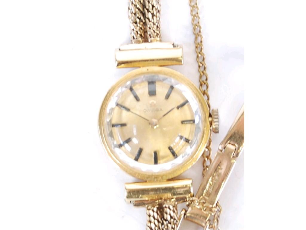 Appraisal: ct GOLD CASED OMEGA LADY'S WRIST WATCH on braided bracelet