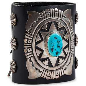 Appraisal: Tommy Singer Din - Stamped Silver and Turquoise Ketoh signed