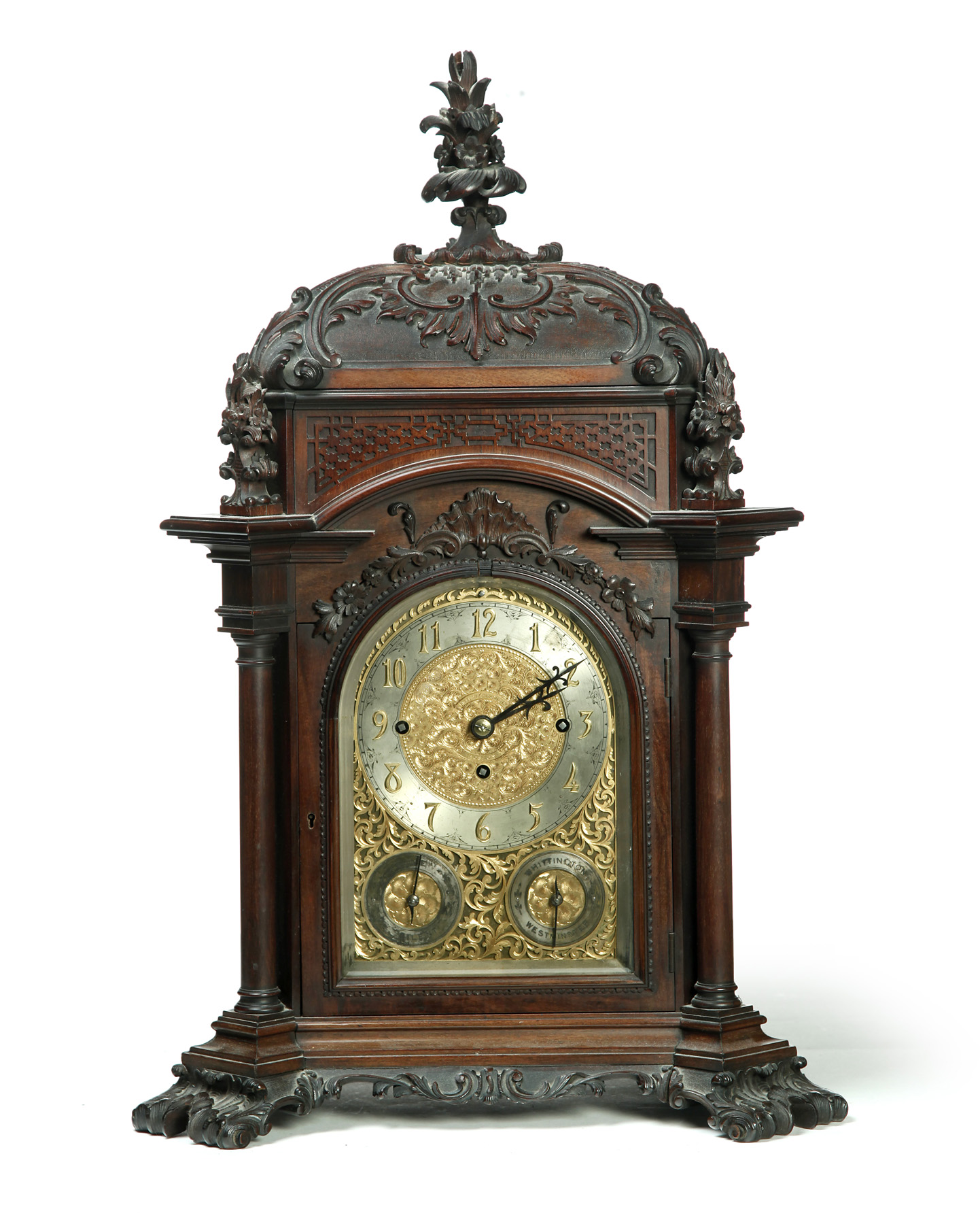 Appraisal: HEAVILY CARVED CHIPPENDALE-STYLE BRACKET CLOCK American st quarter- th century