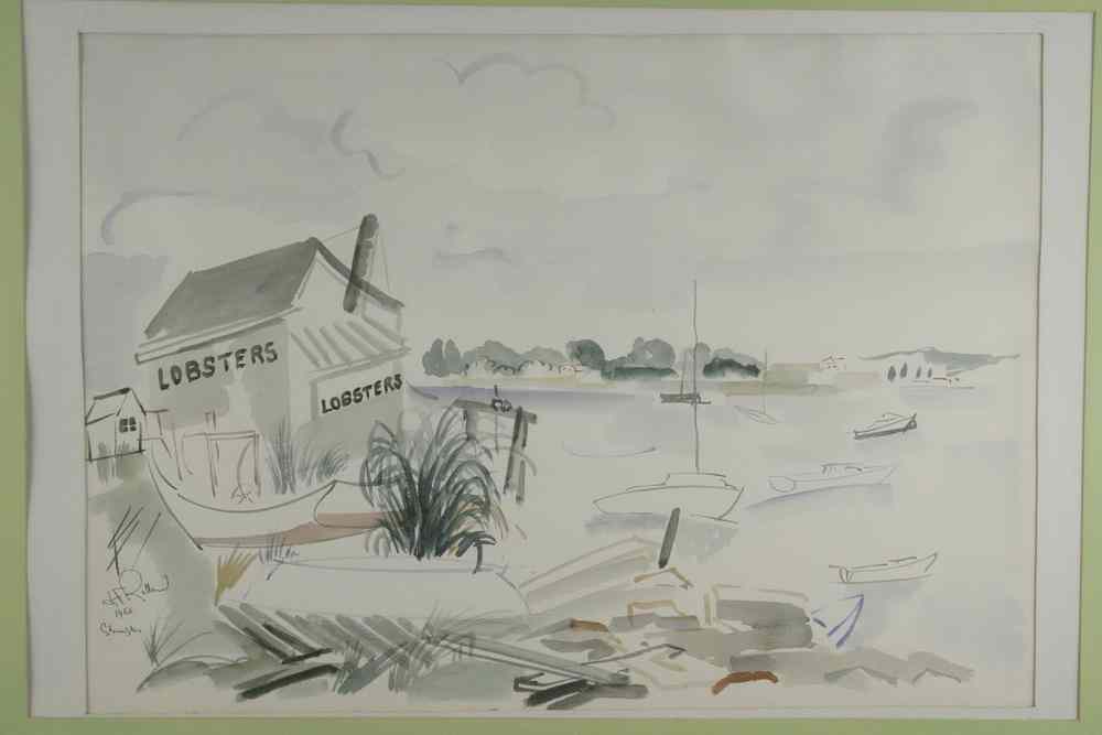 Appraisal: WATERCOLOR - Lobster Shanty by J F Roland Stonington in