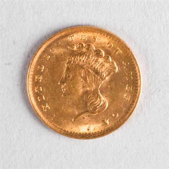 Appraisal: United States Indian Head Type III gold dollar AU- Estimate