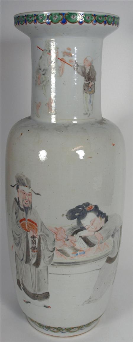 Appraisal: A large th century Chinese rouleau vase with polychrome stylised