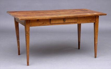 Appraisal: CONTINENTAL NEOCLASSICAL PROVINCIAL CHERRY DINING TABLE The -plank overhang top