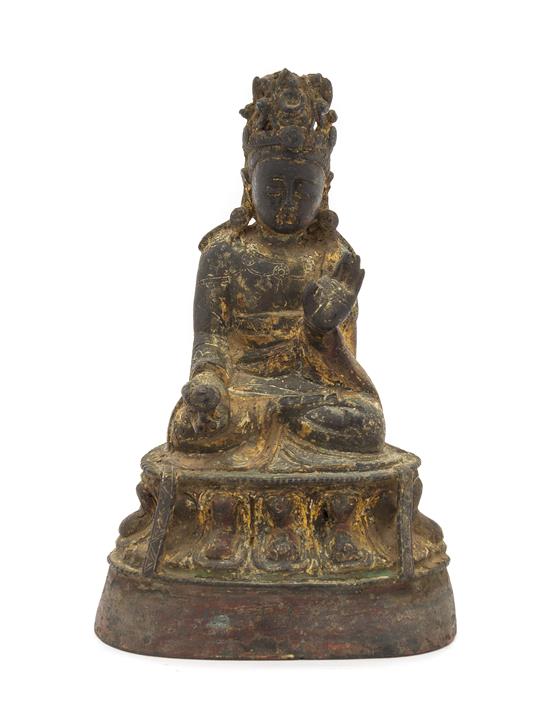 Appraisal: Sale Lot A Chinese Gilt Bronze Figure of Seated Guanyin