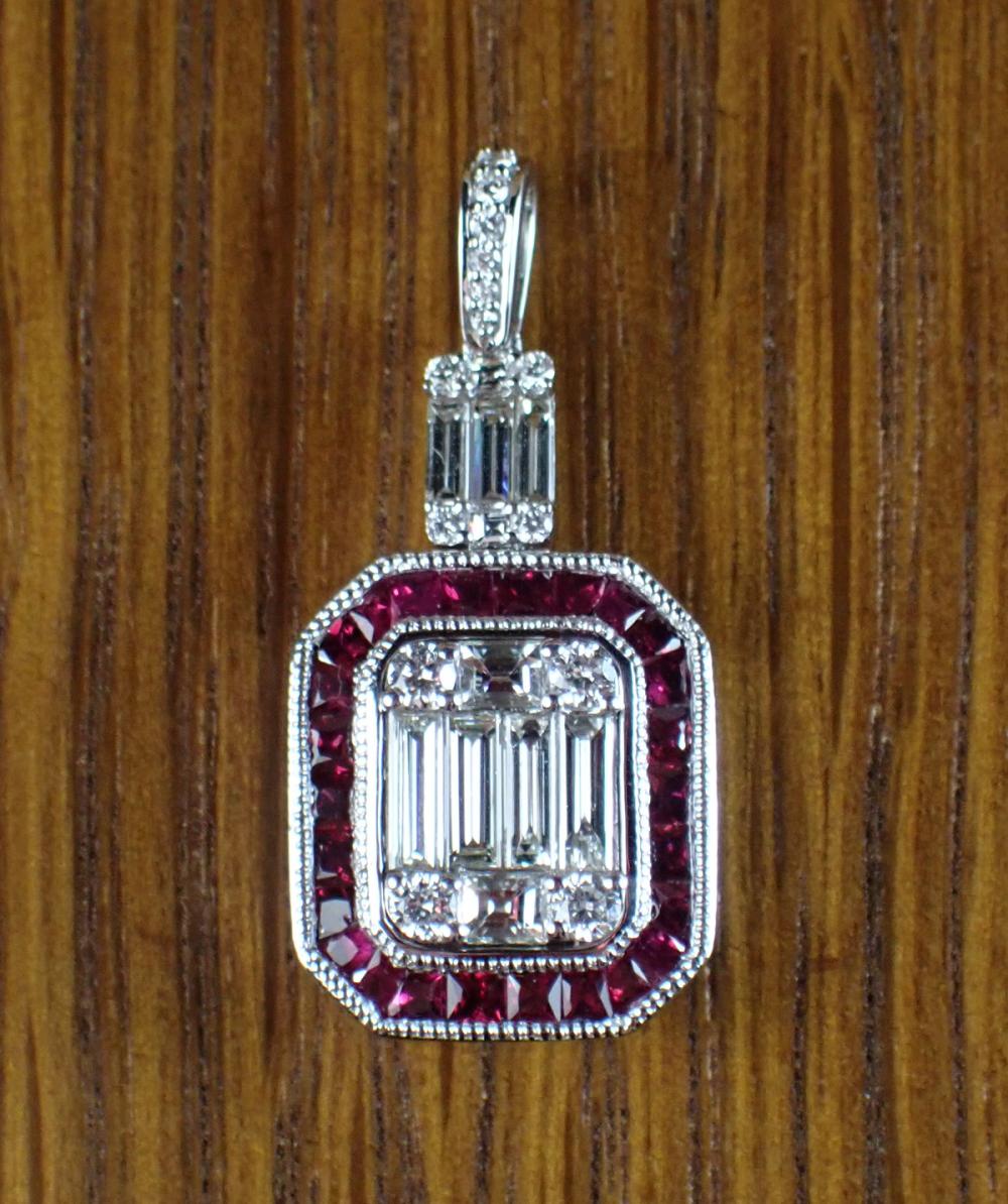 Appraisal: DIAMOND RUBY AND EIGHTEEN KARAT GOLD PENDANT The k white