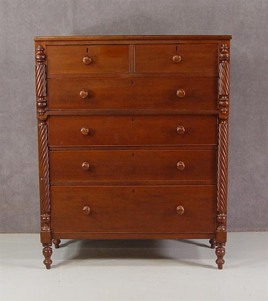 Appraisal: Country Empire Cherry Tall Chest Mid th Century Two over