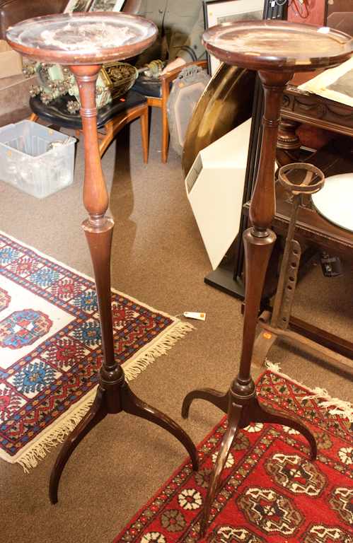 Appraisal: Pair of George III style mahogany plant stands Estimate -