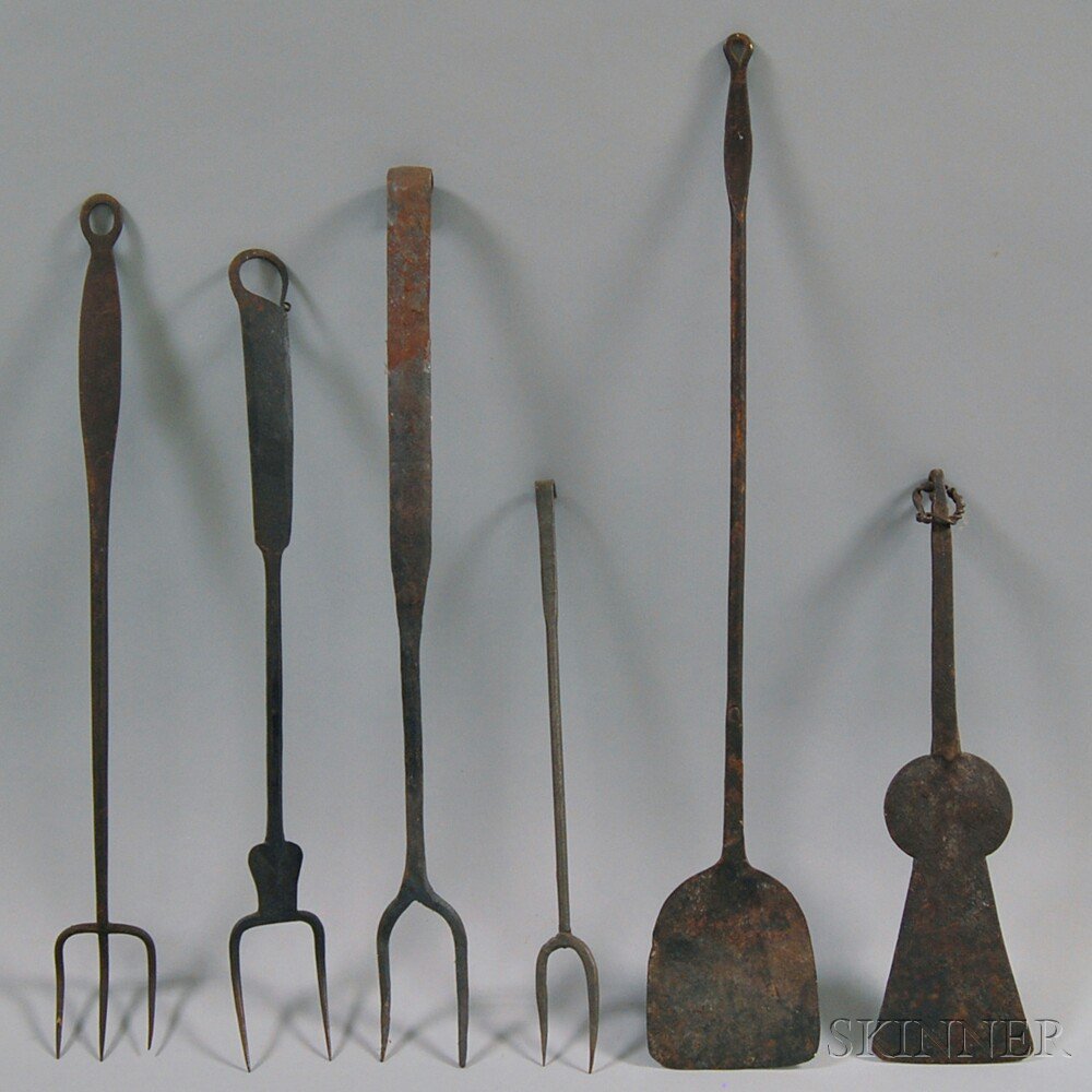 Appraisal: Six Wrought Iron Forks and Turners th and th century