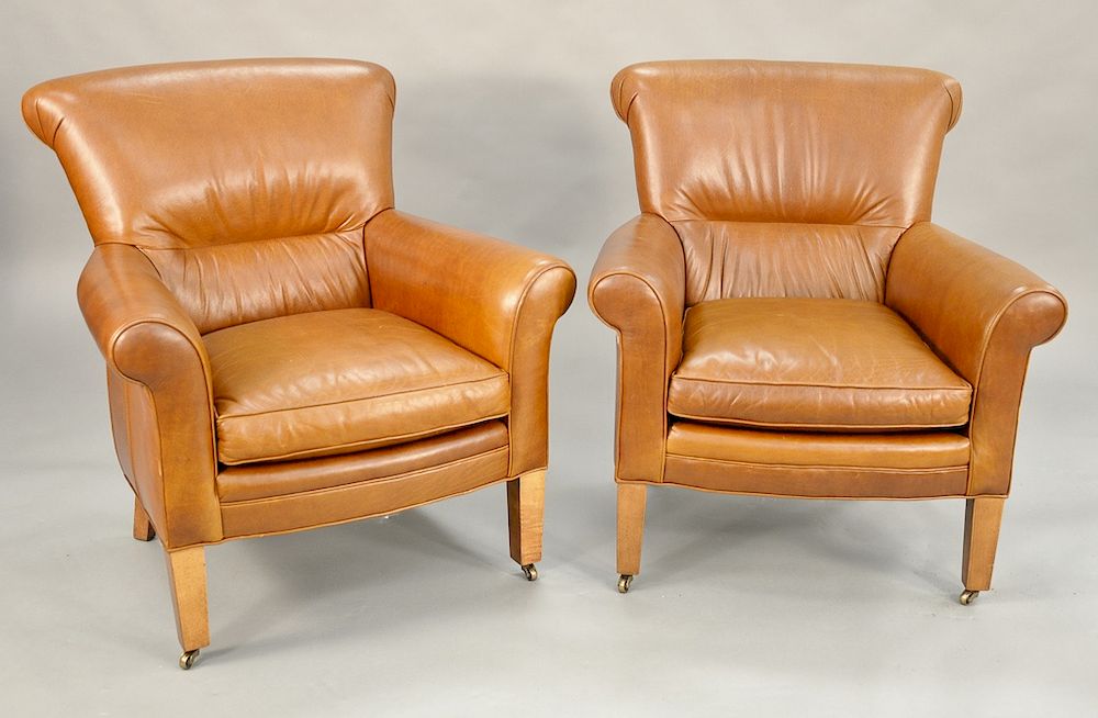 Appraisal: Pair of Lee Industries leather upholstered club chairs ht in