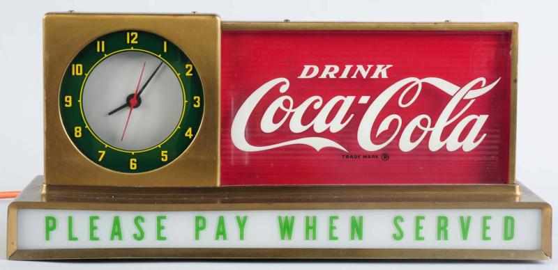 Appraisal: s Coca-Cola Countertop Lighted Clock Sign Beautiful example and totally