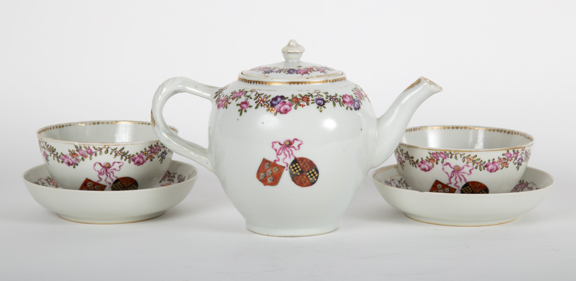 Appraisal: Chinese Export Famille Rose porcelain teaware circa floral garland decoration