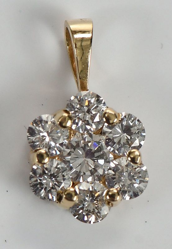 Appraisal: kt Diamond Pendant seven round brilliant diamonds estimated total weight