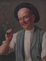 Appraisal: Alessandro Sani Italian th Century Man smoking a pipe Oil