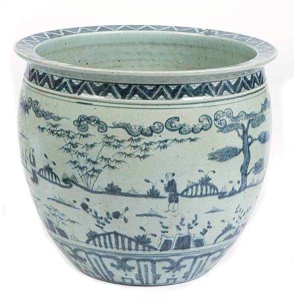 Appraisal: A Chinese blue and white porcelain fish bowl height in