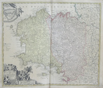 Appraisal: An Antique Map of the Bretagne Brittany with a town