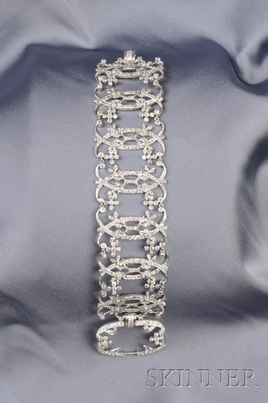 Appraisal: Edwardian Diamond Bracelet composed of fancy scrolling links set throughout