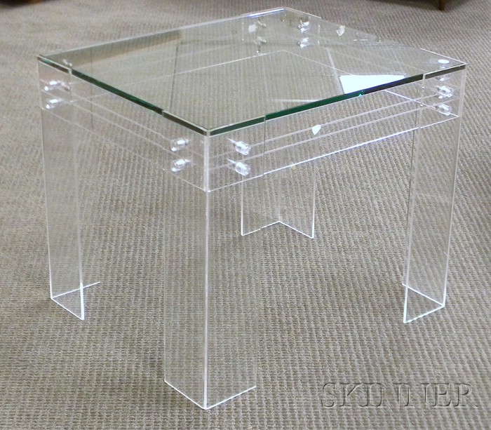 Appraisal: Modern Glass-top Lucite End Table ht lg wd in