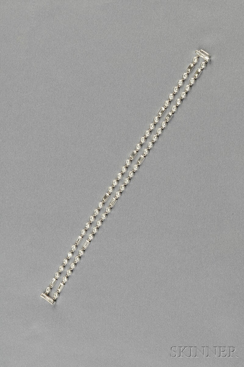 Appraisal: Platinum and Diamond Bracelet Vera Wang composed of two rows