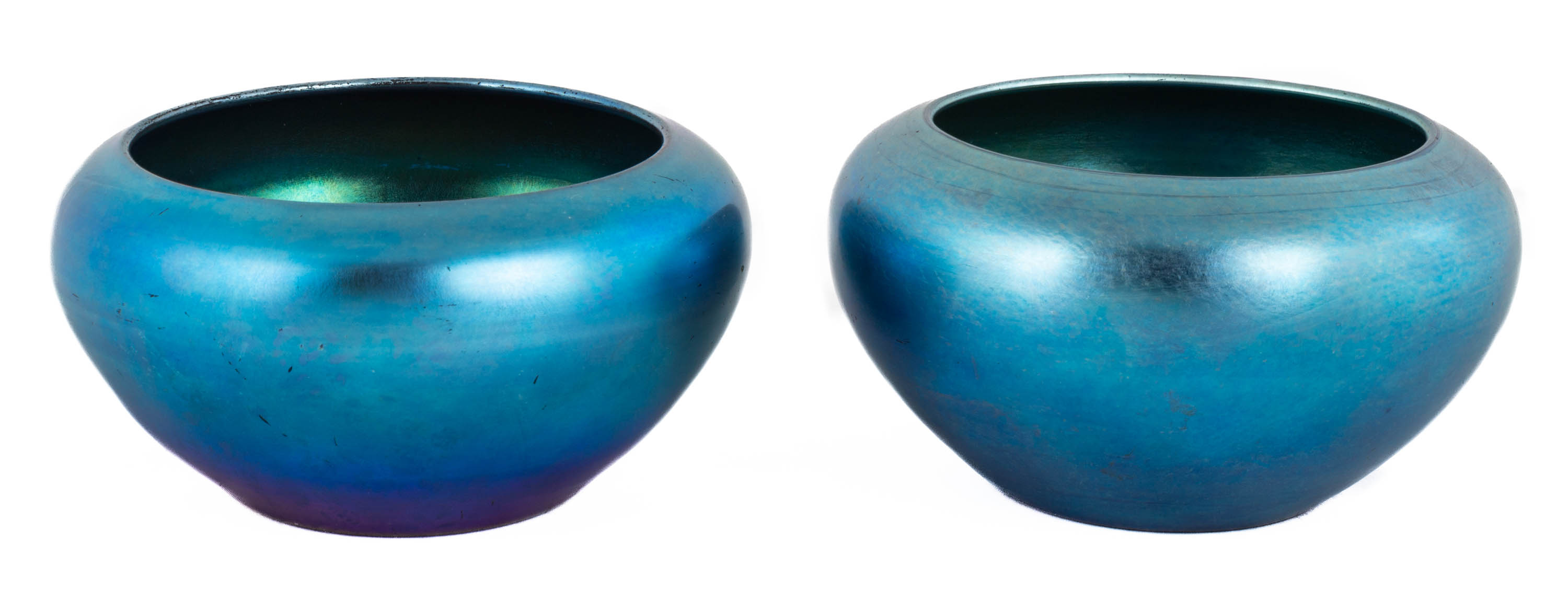 Appraisal: SIMILAR STEUBEN BLUE AURENE BOWLS Corning NY early th century