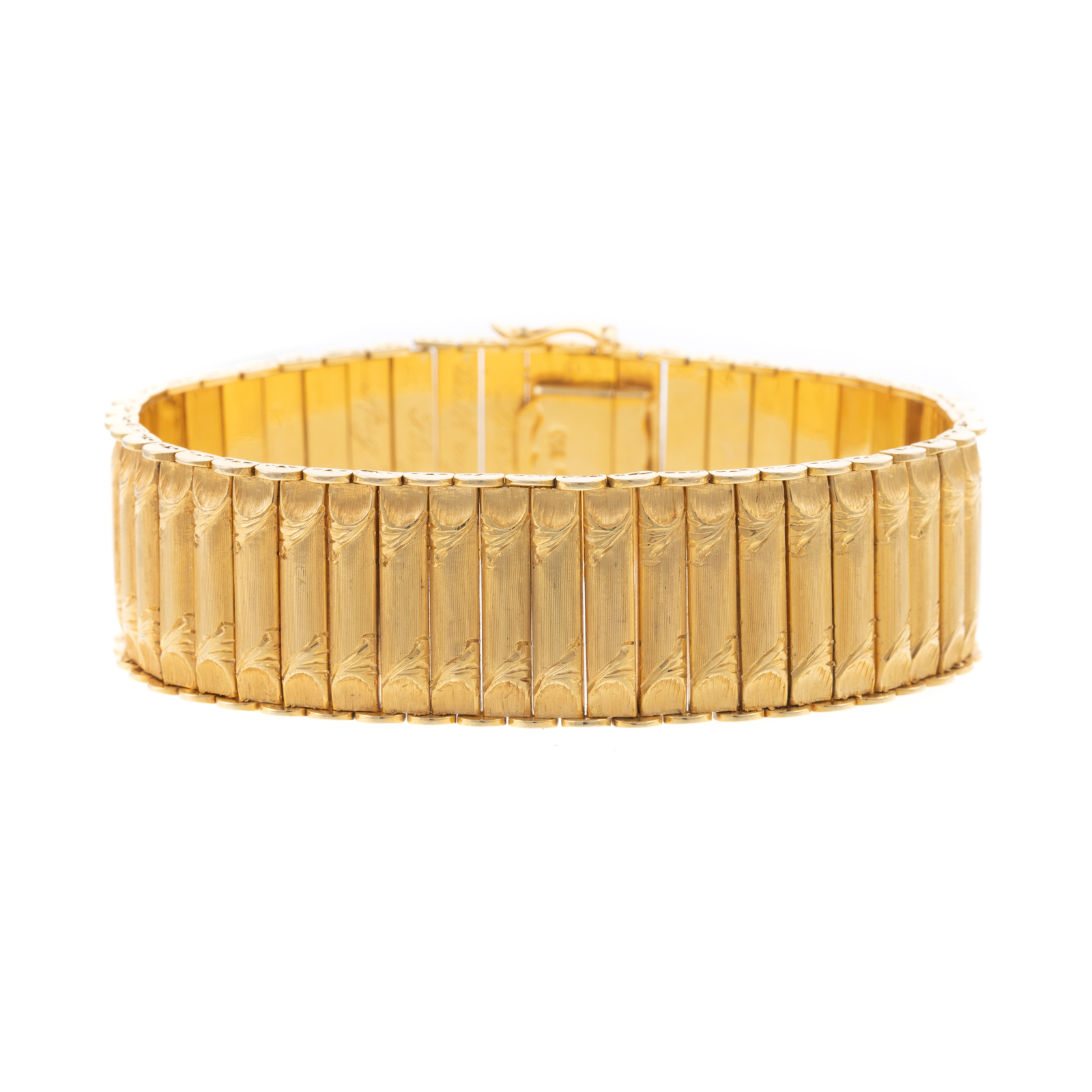 Appraisal: A VERY FINE WIDE FLAT LINK BRACELET IN K K