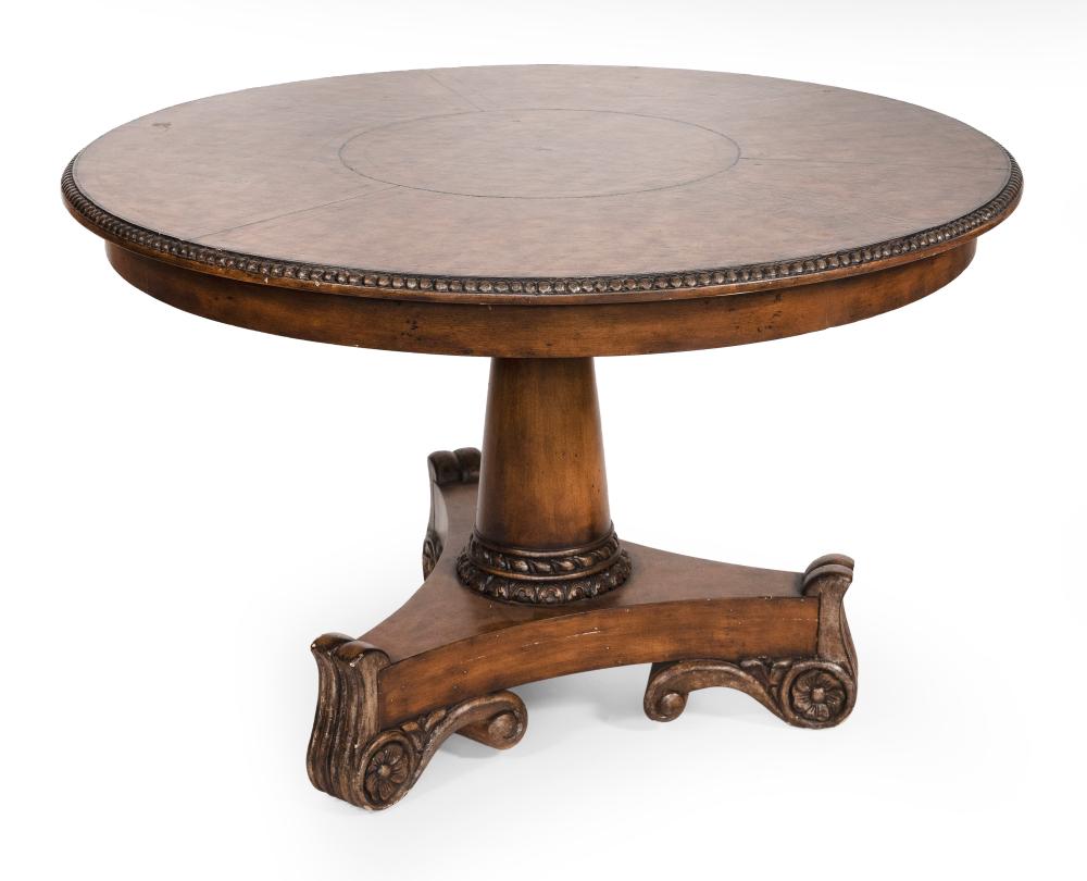 Appraisal: PEDESTAL TABLE WITH LEATHER TOP TH CENTURY HEIGHT WIDTH OF