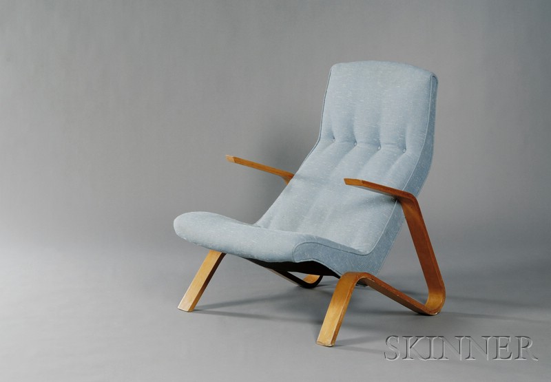 Appraisal: Early Eero Saarinen Grasshopper Chair Bentwood and upholstery Manufacturer attributed