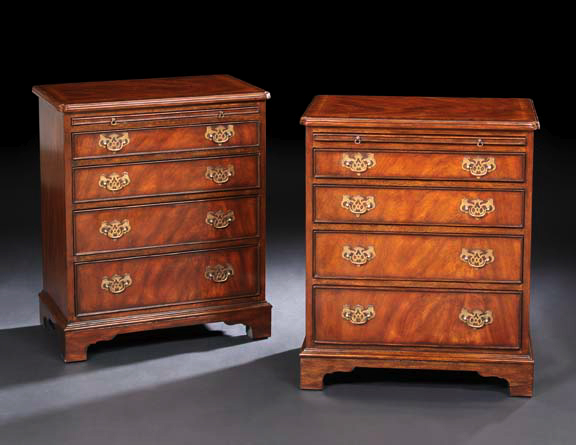 Appraisal: Pair of George III-Style Mahogany Bedside Chests each with a