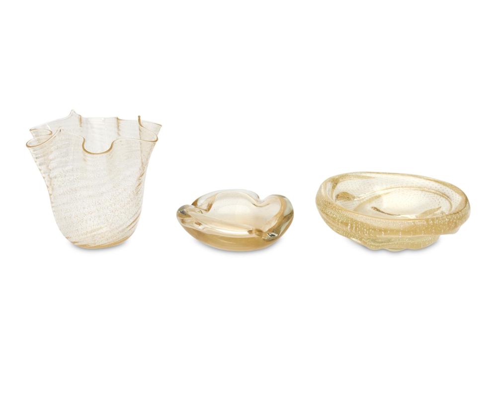 Appraisal: Three Venetian Murano glass items Mid- th Century Likely by