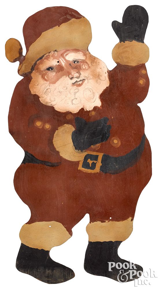 Appraisal: Large painted sheet iron Santa Claus mid th c Large